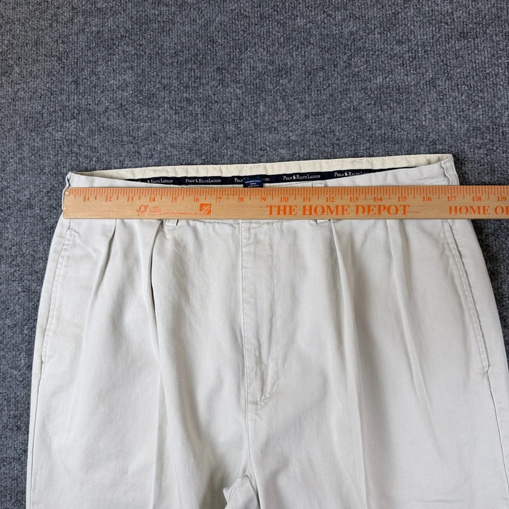 Vintage Polo Ralph Lauren Andrew Pants Mens 34x30 Beige Pleated Chino 90s